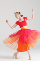 Dollie Bell-Sweet Crush / Pilili Tül Midi Boy Etek Turuncu/Pembe-Cotton Candy Land-5-Milagron.com