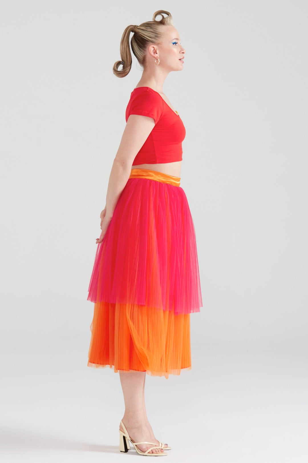 Dollie Bell-Sweet Crush / Pilili Tül Midi Boy Etek Turuncu/Pembe-Cotton Candy Land-2-Milagron.com