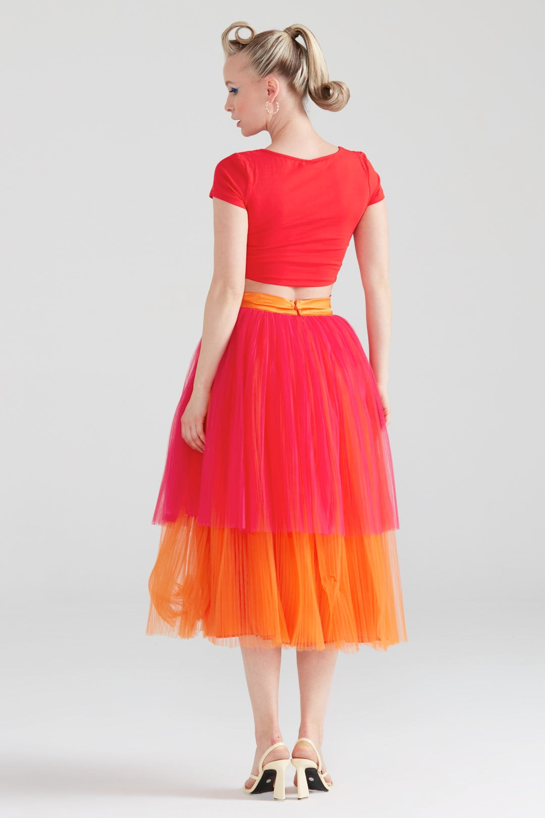 Dollie Bell-Sweet Crush / Pilili Tül Midi Boy Etek Turuncu/Pembe-Cotton Candy Land-1-Milagron.com