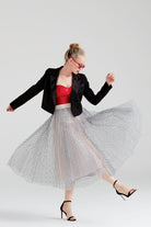 Dollie Bell-Sweet Crush / Puantiyeli Tül Etek Açık Gri/Siyah-Etek-4-Milagron.com