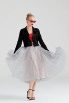 Dollie Bell-Sweet Crush / Puantiyeli Tül Etek Açık Gri/Siyah-Etek-5-Milagron.com