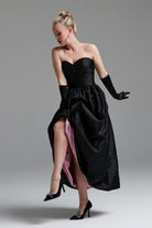 Dollie Bell-The Kiss Straplez Büzgülü Maxi Elbise Siyah-Platform, Such a Night-6-Milagron.com