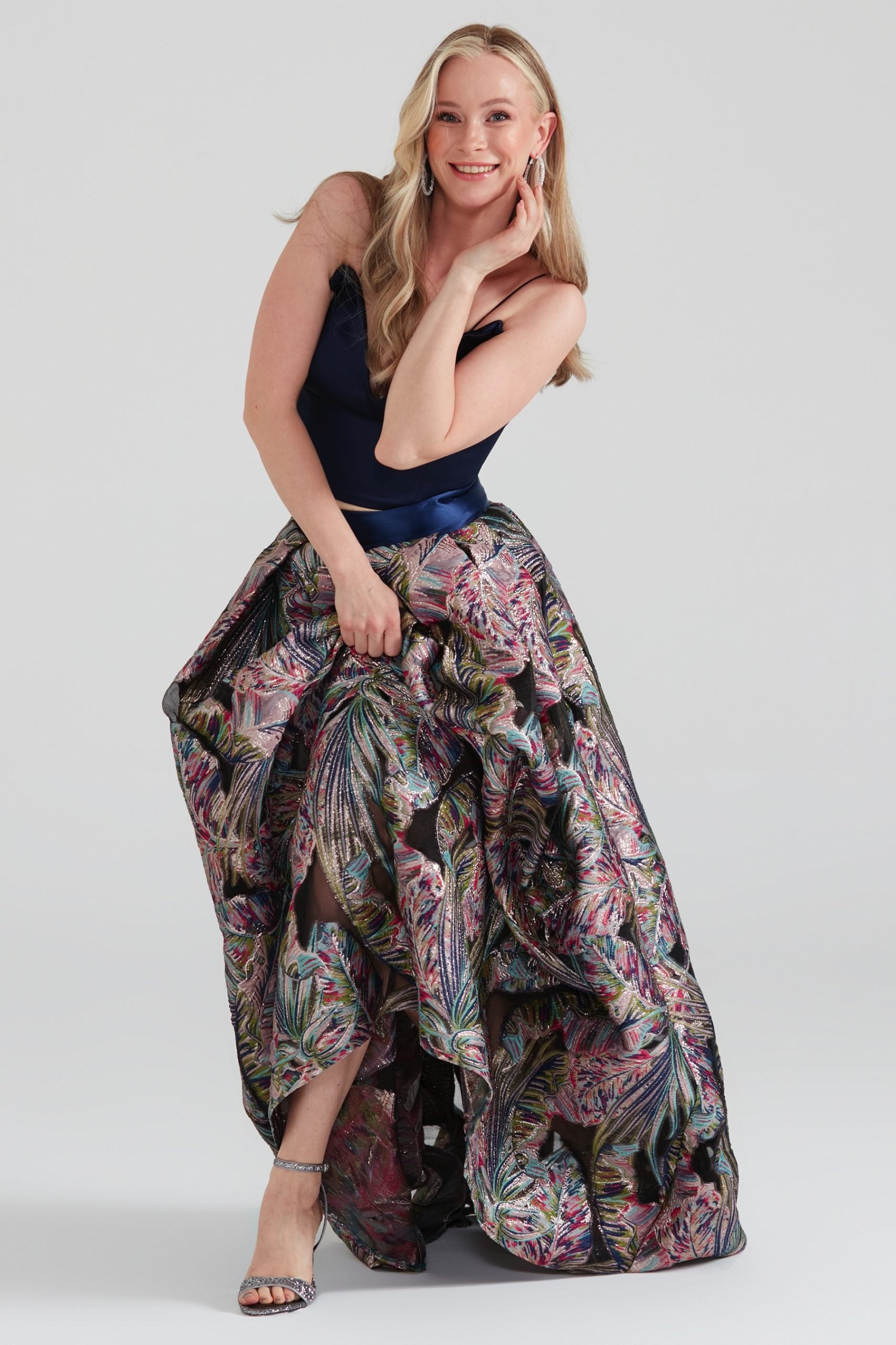 Dollie Bell-Twinkle Pileli Maxi Etek Lacivert/Gümüş-Flaming Star-8-Milagron.com