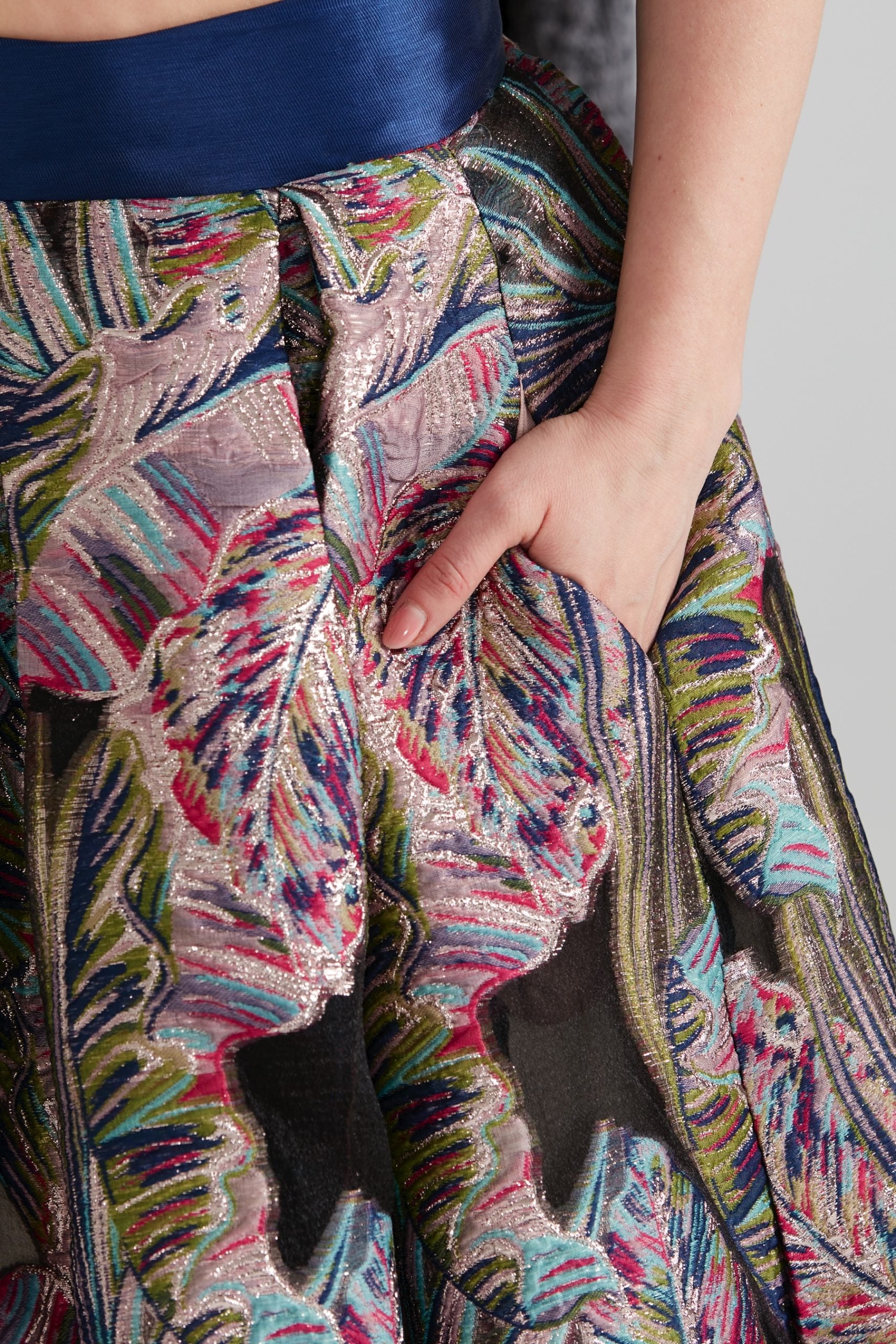 Dollie Bell-Twinkle Pileli Maxi Etek Lacivert/Gümüş-Flaming Star-7-Milagron.com