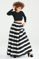 Dollie Bell-Twinkle Pileli Maxi Etek Siyah Beyaz çizgili-Flaming Star-10-Milagron.com