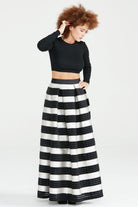 Dollie Bell-Twinkle Pileli Maxi Etek Siyah Beyaz çizgili-Flaming Star-1-Milagron.com