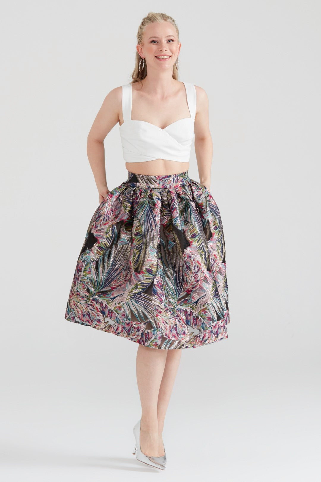 Dollie Bell-Wishing Star Büzgülü Midi Etek Lacivert/Gümüş-Etek-1-Milagron.com