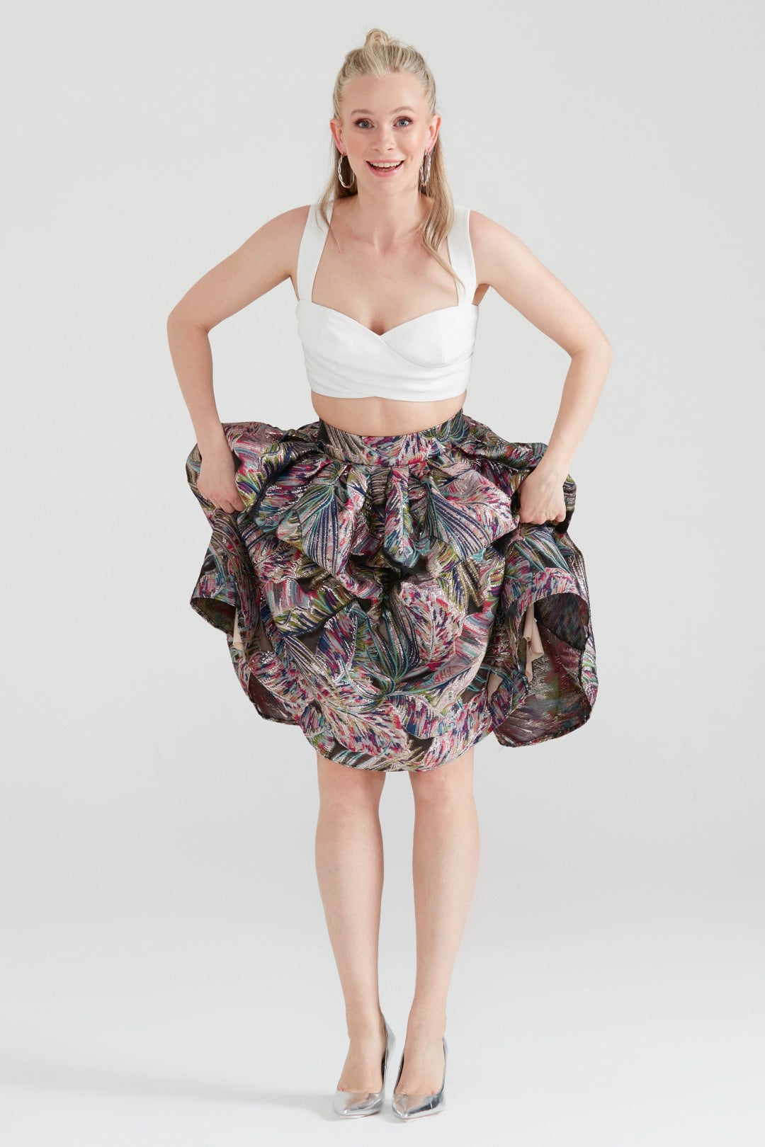 Dollie Bell-Wishing Star Büzgülü Midi Etek Lacivert/Gümüş-Etek-2-Milagron.com