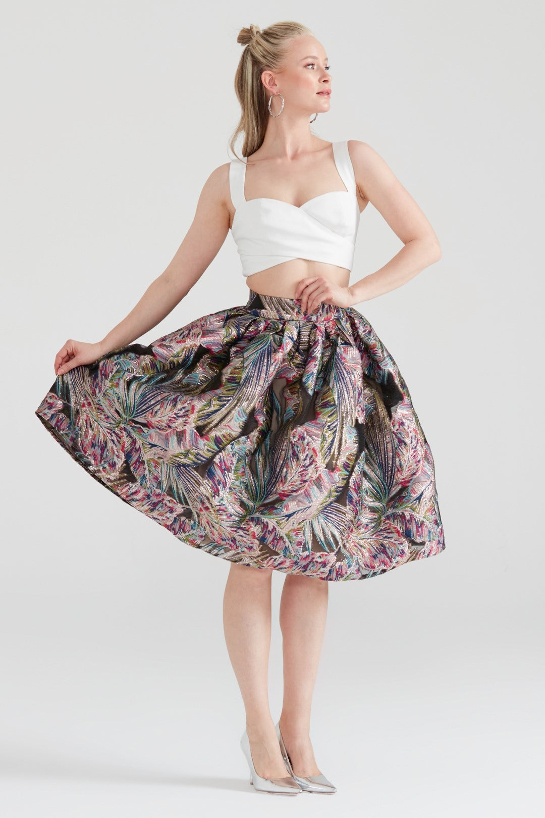 Dollie Bell-Wishing Star Büzgülü Midi Etek Lacivert/Gümüş-Etek-3-Milagron.com