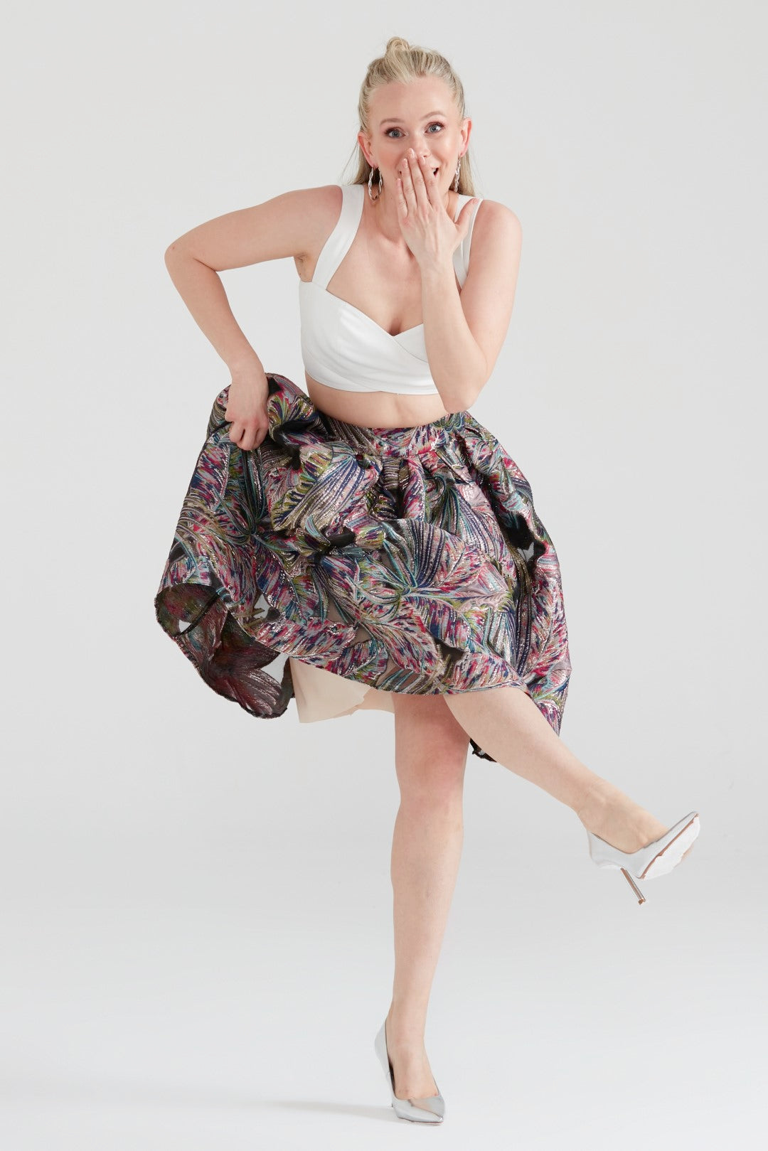 Dollie Bell-Wishing Star Büzgülü Midi Etek Lacivert/Gümüş-Etek-4-Milagron.com