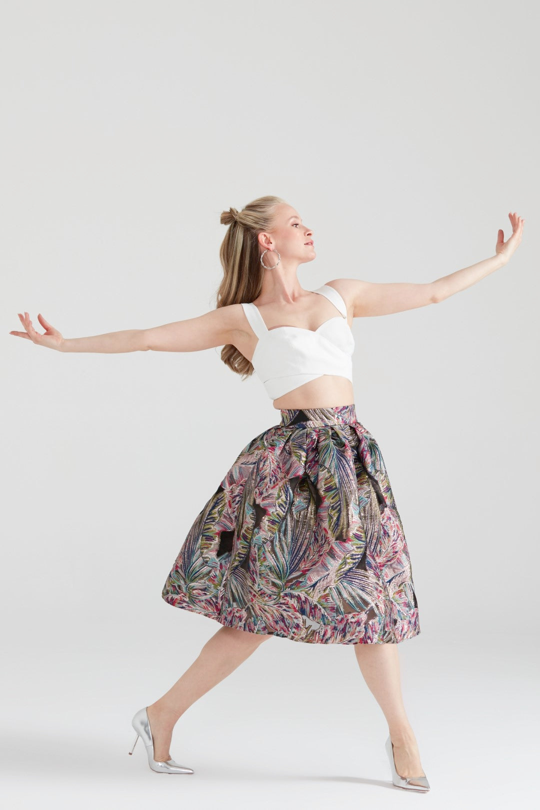 Dollie Bell-Wishing Star Büzgülü Midi Etek Lacivert/Gümüş-Etek-6-Milagron.com