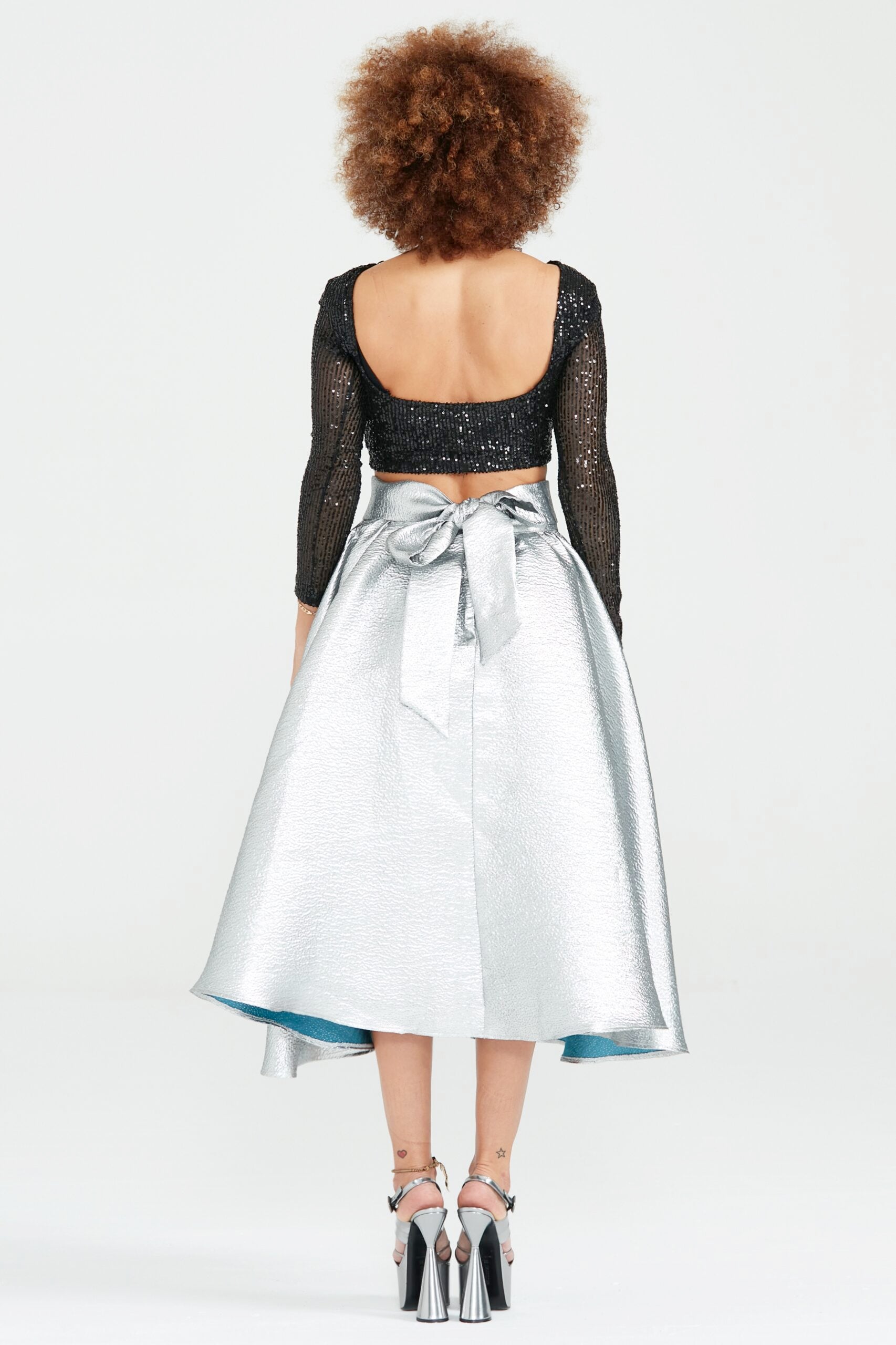 Dollie Bell-Wishing Star Büzgülü Midi Etek / Lame-Etek-3-Milagron.com