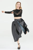 Dollie Bell-Wishing Star Büzgülü Midi Etek / Siyah-Etek-3-Milagron.com