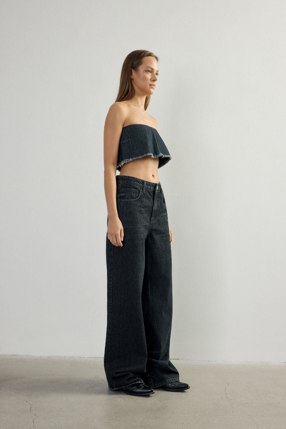 Black Denim Crop - 2