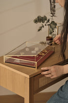 El Crea Designs-Kadife Tabanlı | Cam Kutu | Takı, Aksesuar, Sunum Kutusu | Pirinç & Gold | 35x25x5cm-Dekoratif Kutu-3-Milagron.com