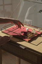 El Crea Designs-Kadife Tabanlı | Cam Kutu | Takı, Aksesuar, Sunum Kutusu | Pirinç & Gold | 35x25x5cm-Dekoratif Kutu-4-Milagron.com