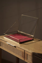 El Crea Designs-Kadife Tabanlı | Cam Kutu | Takı, Aksesuar, Sunum Kutusu | Pirinç & Gold | 35x25x5cm-Dekoratif Kutu-7-Milagron.com