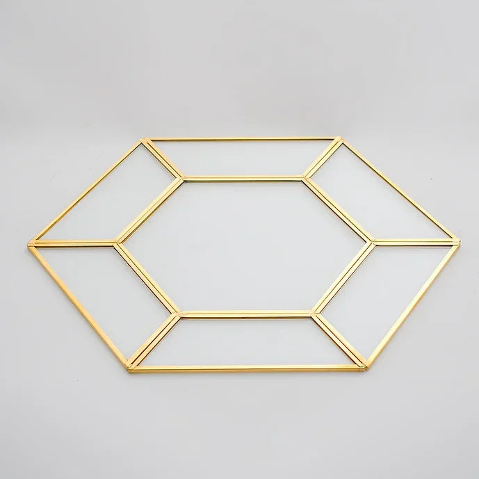 El Crea Designs-Pirinç Cam Supla Tabak Amerikan Servis Runner Nişan Sunum Organizasyon 34x29cm-Biblo-2-Milagron.com