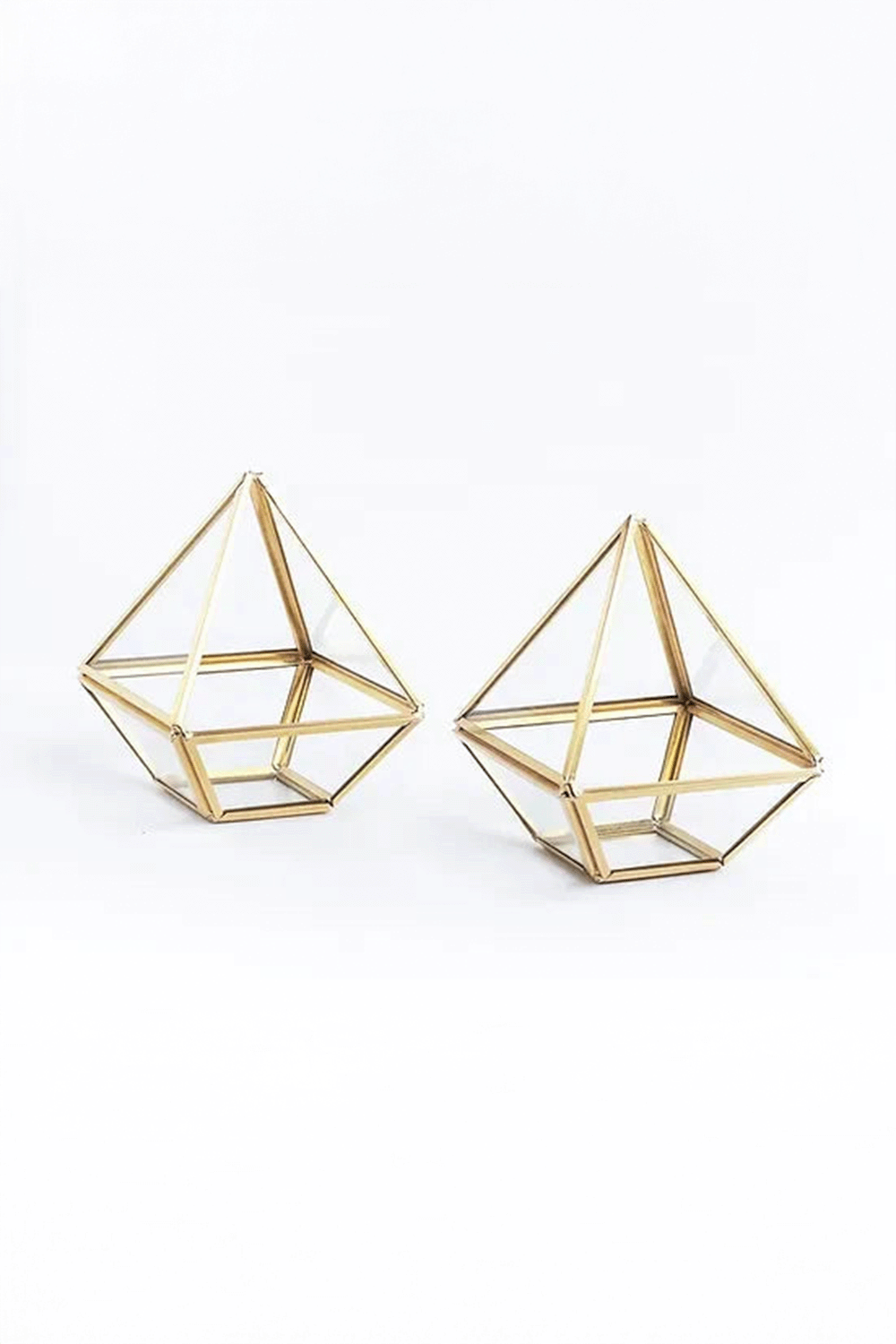 El Crea Designs-Pirinç Gold Geometrik Teraryum Cam Fanus Aksesuar Çikolata Kutusu 13x10x10cm-Biblo-1-Milagron.com