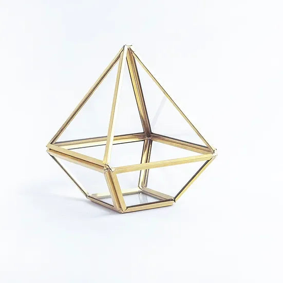 El Crea Designs-Pirinç Gold Geometrik Teraryum Cam Fanus Aksesuar Çikolata Kutusu 13x10x10cm-Biblo-4-Milagron.com