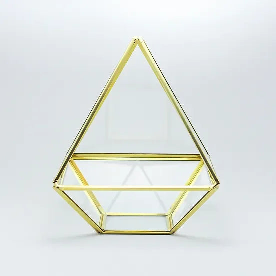 El Crea Designs-Pirinç Gold Geometrik Teraryum Cam Fanus Aksesuar Çikolata Kutusu 18x15x15cm-Biblo-3-Milagron.com