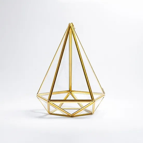 El Crea Designs-Pirinç Gold Geometrik Teraryum Cam Fanus Aksesuar Çikolata Kutusu 27x21x21cm-Biblo-3-Milagron.com
