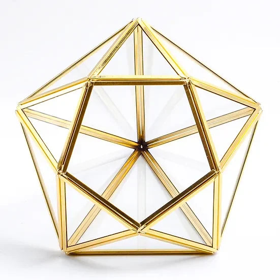 El Crea Designs-Pirinç Gold Geometrik Teraryum Cam Fanus Aksesuar Çikolata Kutusu 27x21x21cm-Biblo-8-Milagron.com