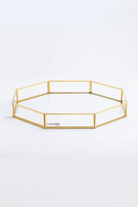 El Crea Designs-Sekizgen Pirinç Gold Tepsi Damat Kahvesi Nişan Sunum Tepsisi 35x25x6cm-Biblo-1-Milagron.com