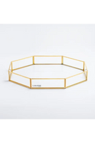 El Crea Designs-Sekizgen Pirinç Gold Tepsi Damat Kahvesi Nişan Sunum Tepsisi 35x25x6cm-Biblo-2-Milagron.com