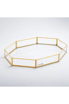 El Crea Designs-Sekizgen Pirinç Gold Tepsi Damat Kahvesi Nişan Sunum Tepsisi 35x25x6cm-Biblo-3-Milagron.com