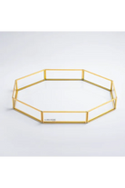 El Crea Designs-Sekizgen Pirinç Gold Tepsi Damat Kahvesi Nişan Sunum Tepsisi 35x25x6cm-Biblo-4-Milagron.com