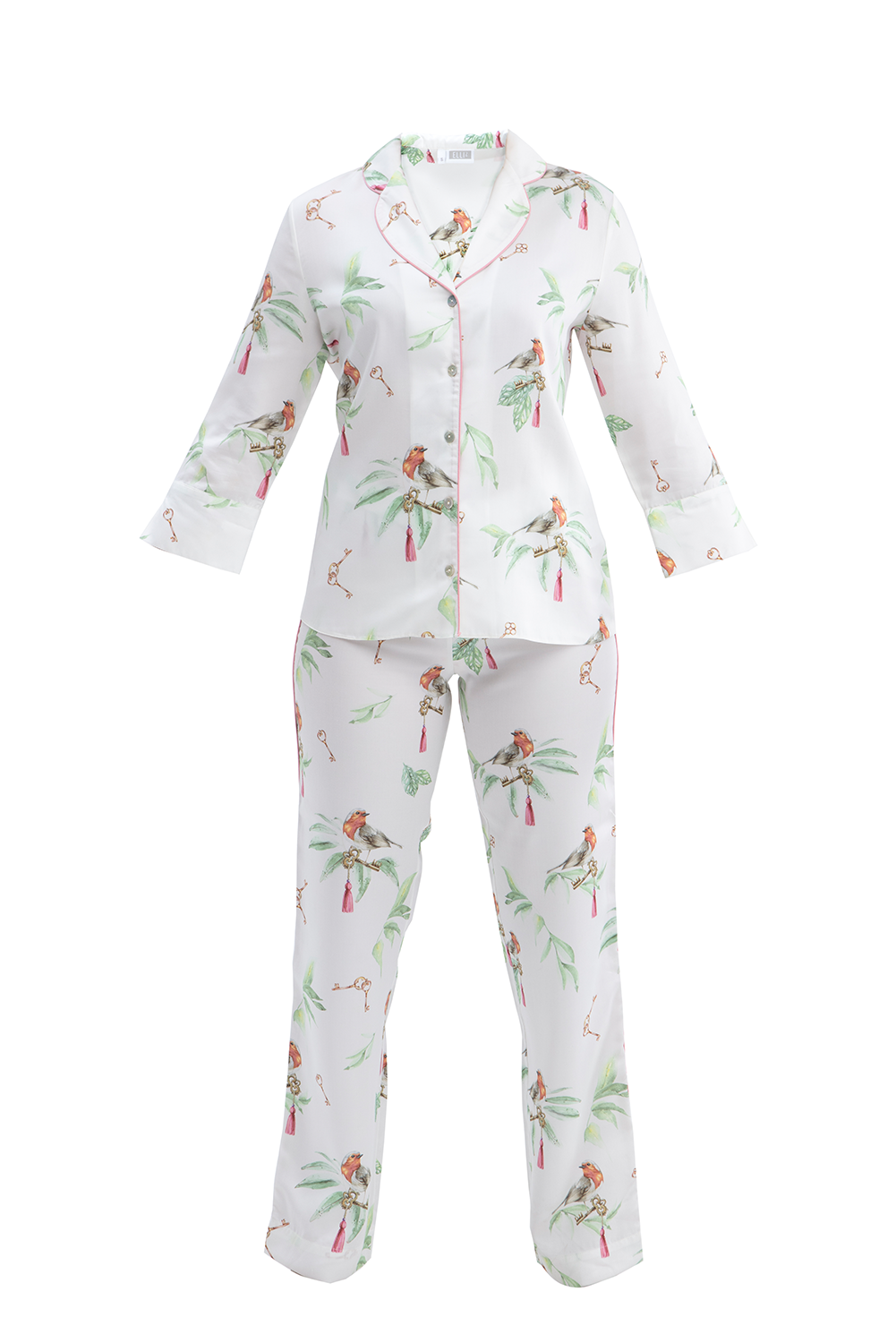 Elli2-White Blossom Birds-Pijama Takımı-5-Milagron.com