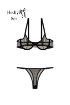 Christmas Gift Sets - Sabrina Bra Set + Black Transparan Elbise + Bacak Ve Boyun Bandı + Hediye Bra Set - 1