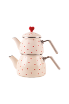 Emaylab-Cupid Emaye Çaydanlık (özel Zamak Tepeli, El Yakmayan Kulplu)-Mutfak Aksesuarları-1-Milagron.com