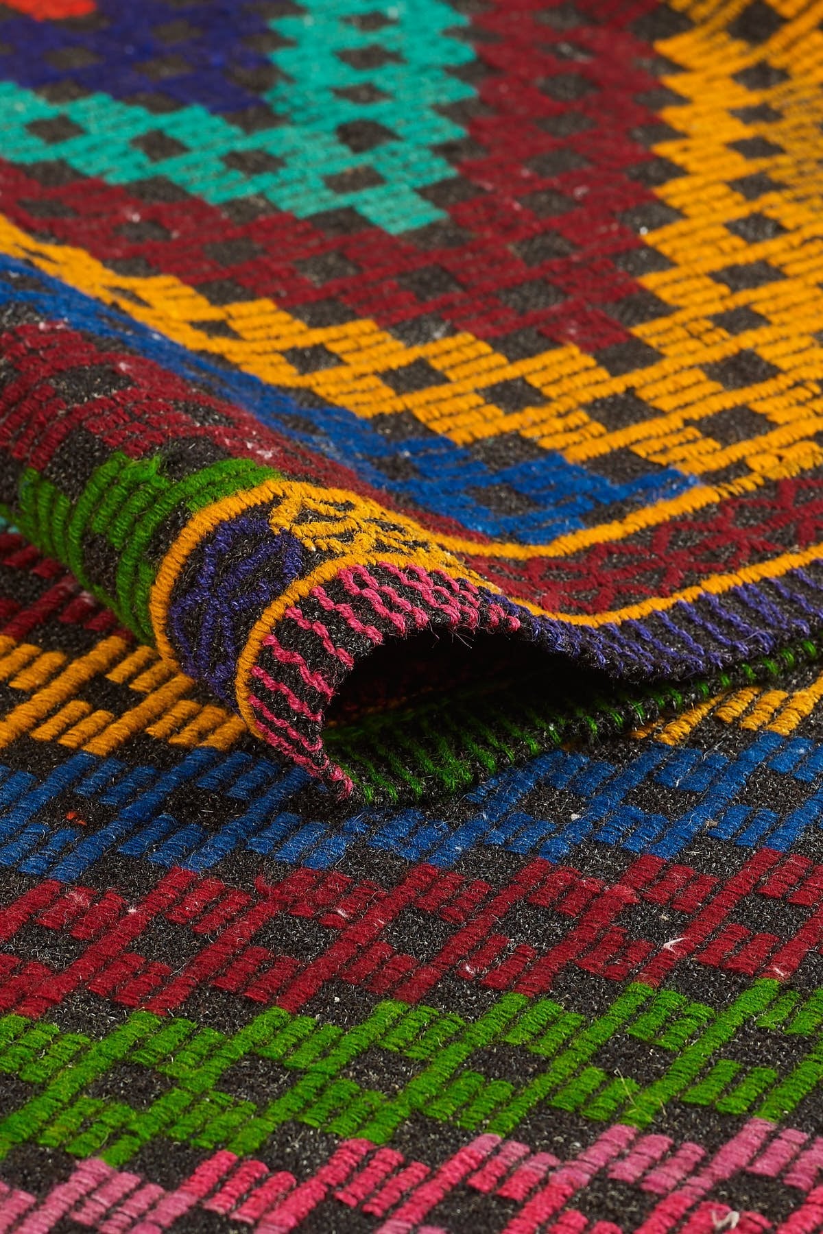 Empera-Antik Kilim Cecim Etnik Desenli El Dokuması Hav Vermez Kilim E0538-3-Milagron.com