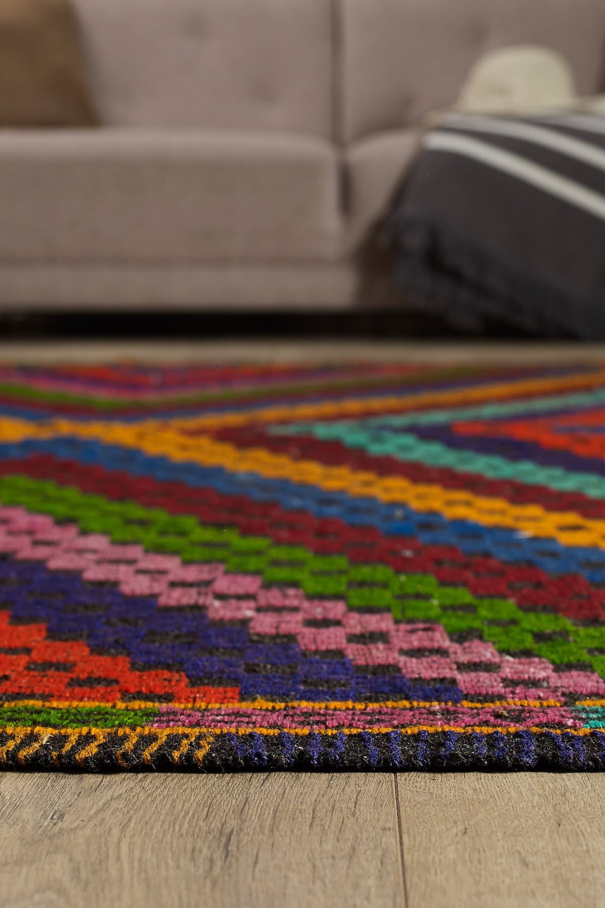 Empera-Antik Kilim Cecim Etnik Desenli El Dokuması Hav Vermez Kilim E0538-4-Milagron.com