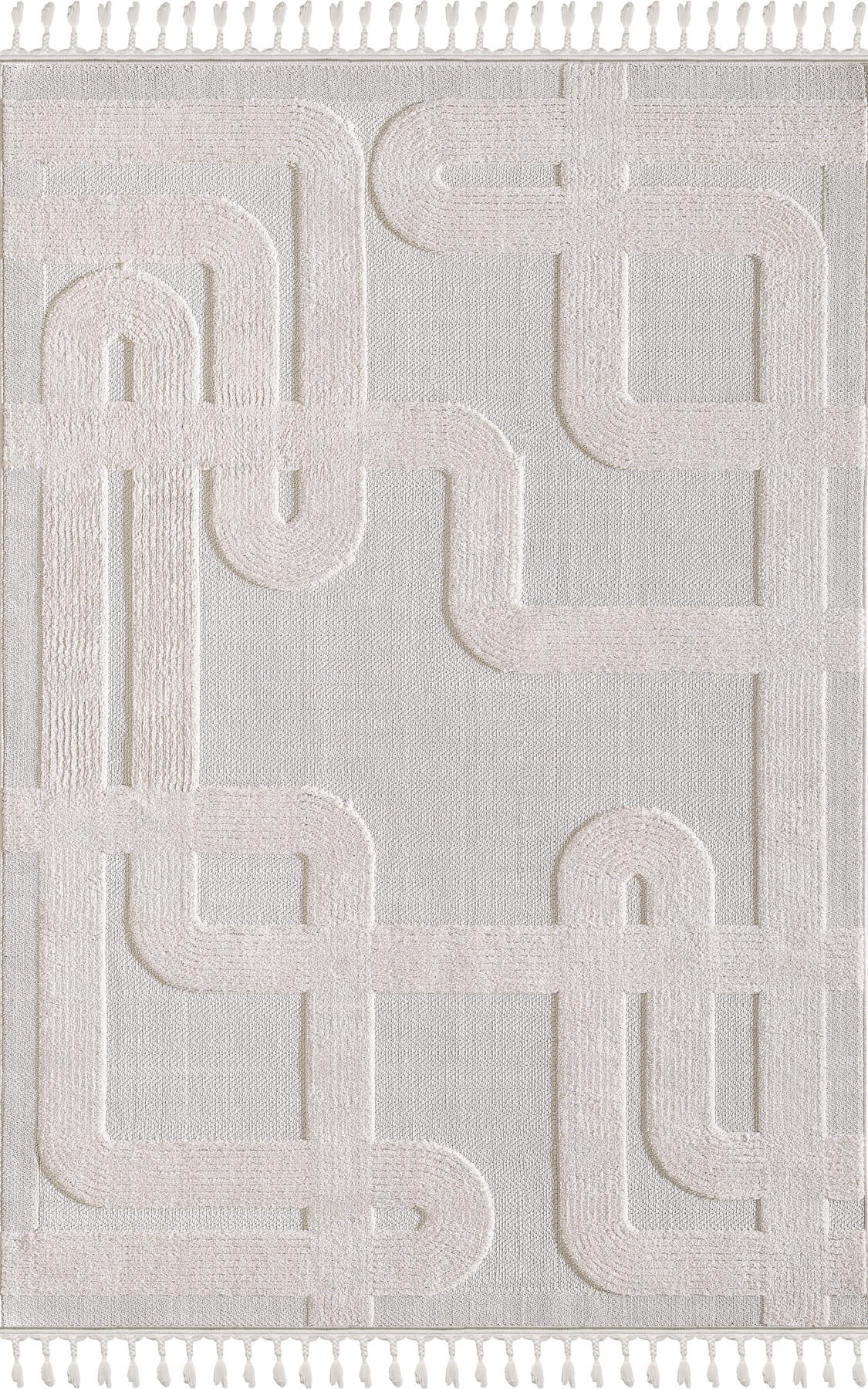 Empera-Ibiza Benita Geometrik Toz Vermeyen İSkandinav Desen Saçaklı Halı-1-Milagron.com