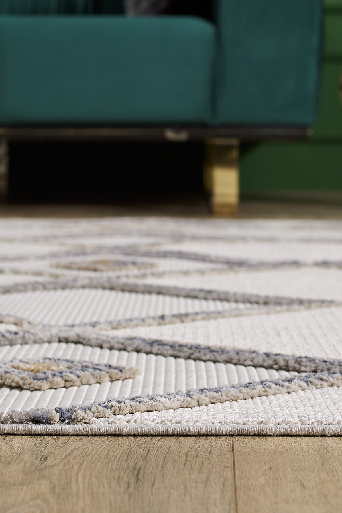 Empera-Ibiza Bold Geometrik Çizgili Toz Vermeyen İSkandinav Desen Saçaklı Halı-4-Milagron.com