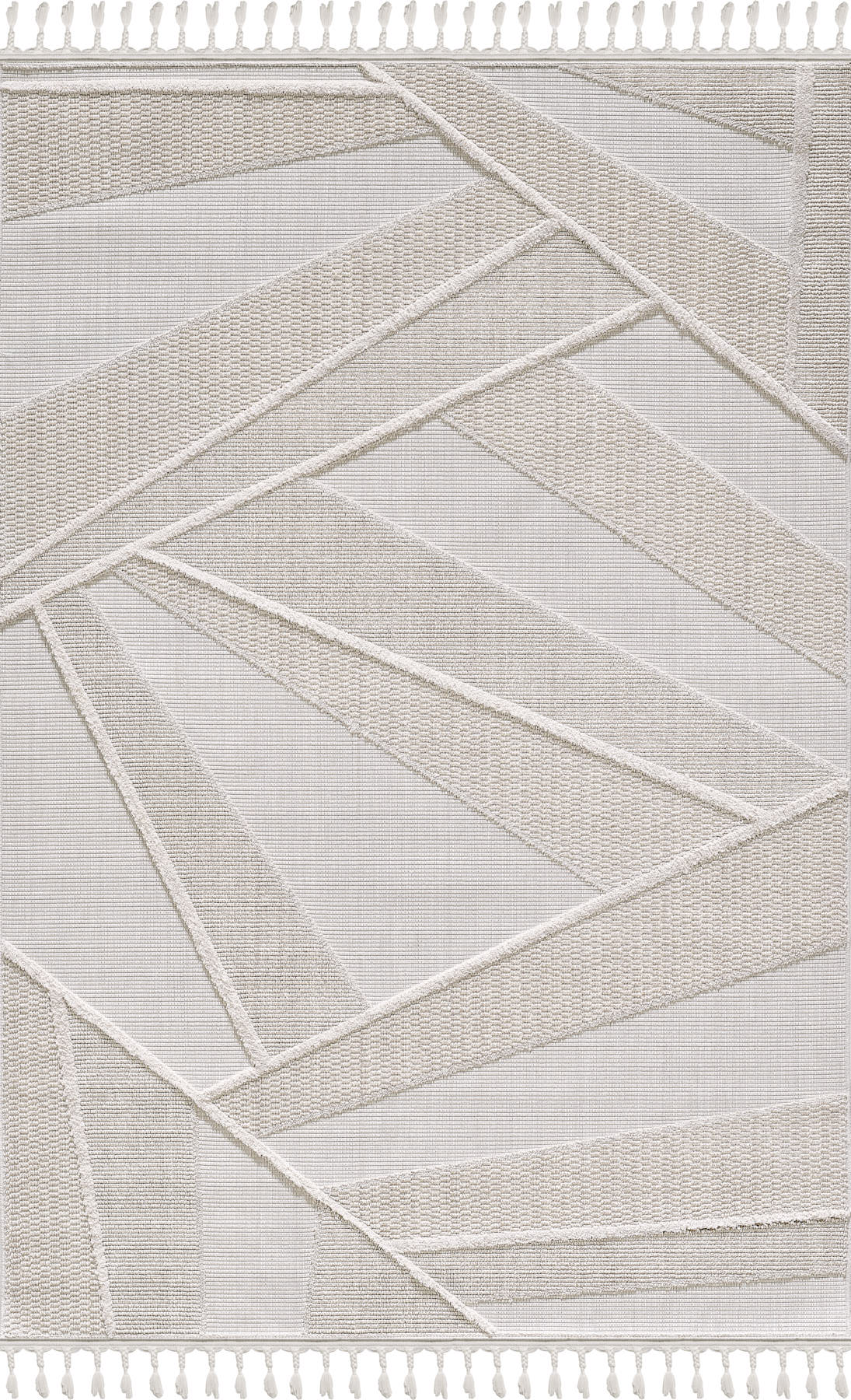 Empera-Ibiza Coral Geometrik Toz Vermeyen İSkandinav Desen Saçaklı Halı-1-Milagron.com