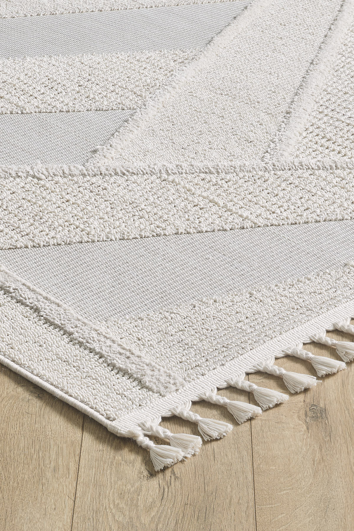 Empera-Ibiza Coral Geometrik Toz Vermeyen İSkandinav Desen Saçaklı Halı-2-Milagron.com