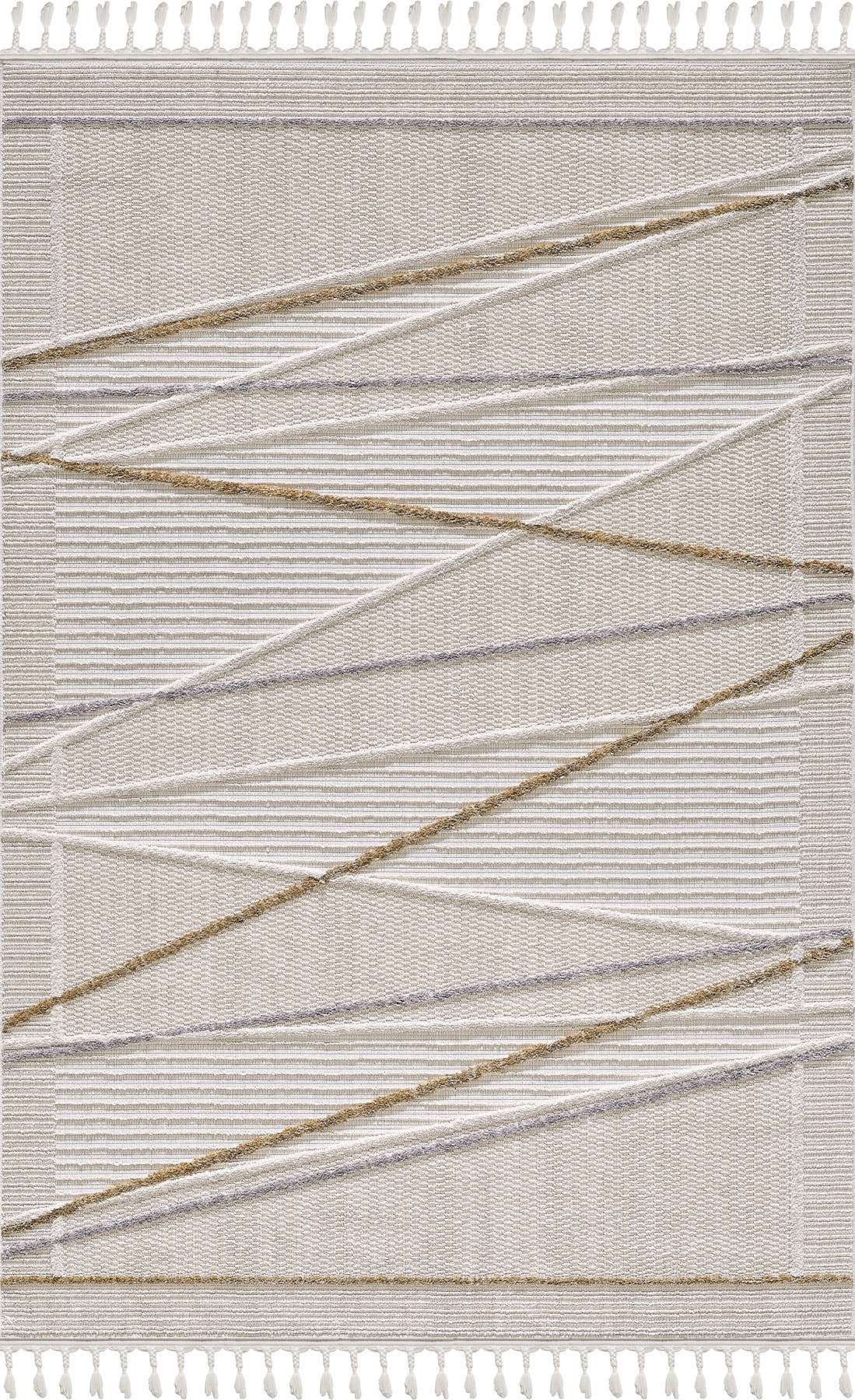 Empera-Ibiza Marilla Geometrik Toz Vermeyen İSkandinav Desen Saçaklı Halı-1-Milagron.com