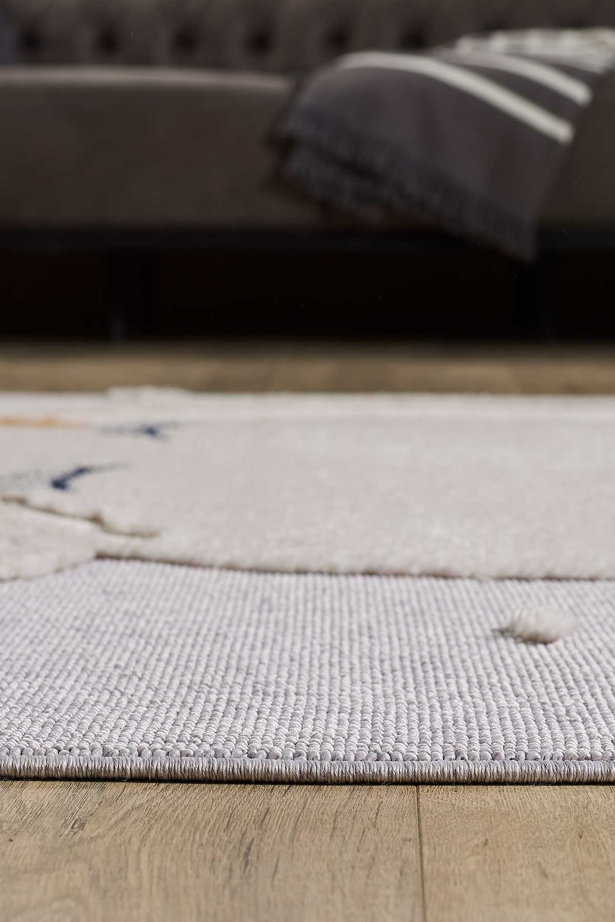 Empera-Kids Cloudy Figürlü Takma Saçaklı Antialerjik Dikdörtgen Halı-4-Milagron.com