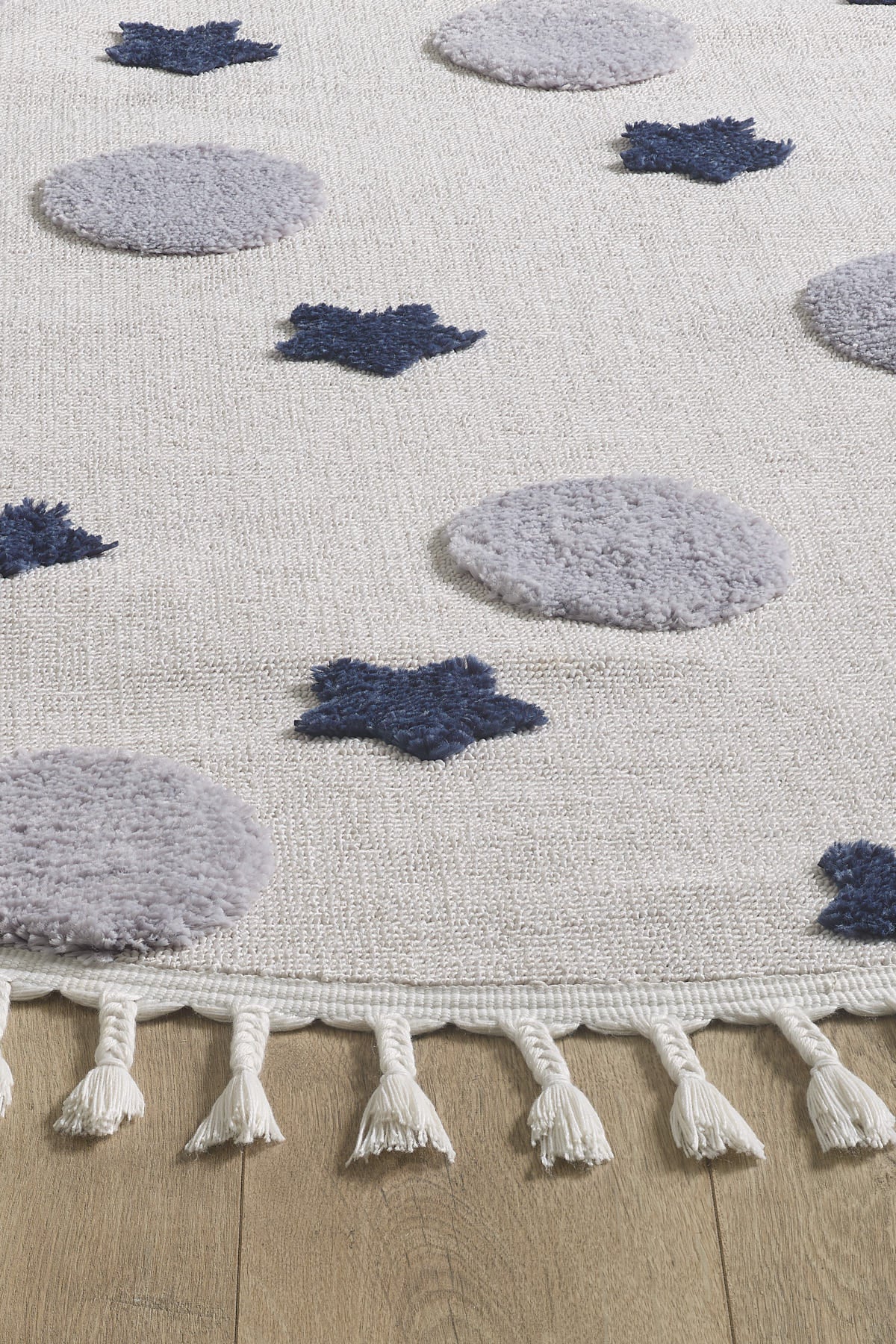 Empera-Kids Galaxy Daire Yuvarlak Takma Saçaklı Çocuk Halısı-3-Milagron.com