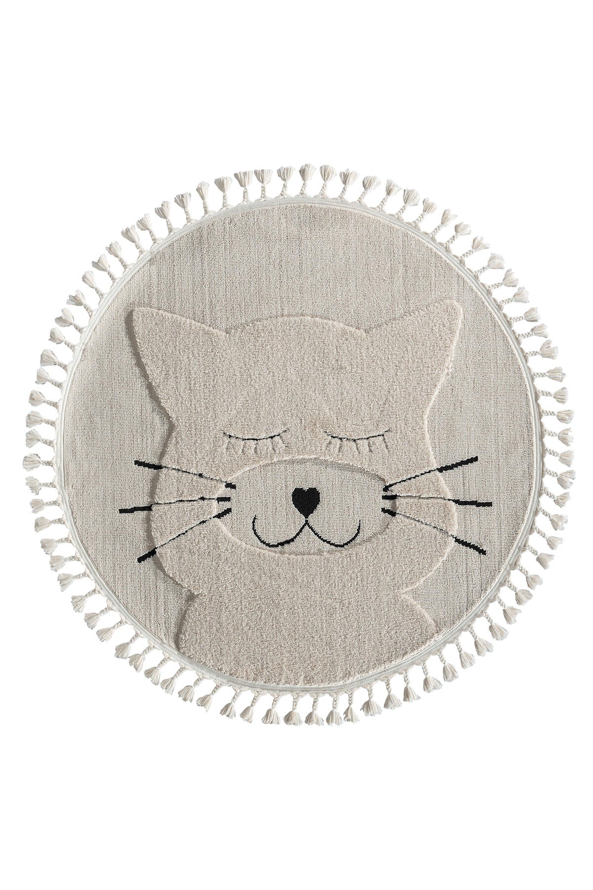 Empera-Kids Kitty Yuvarlak Kedi Figürlü Bebek Odası Halısı-1-Milagron.com