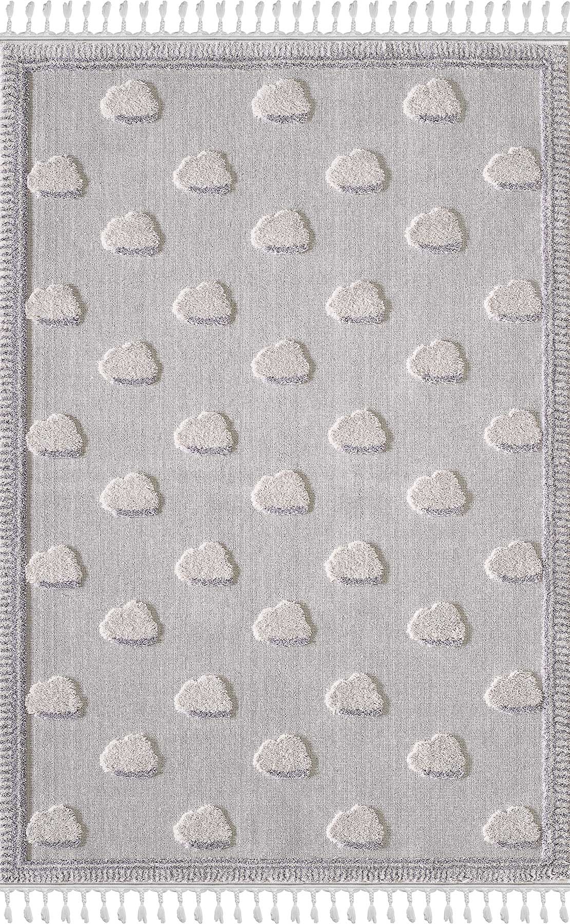 Empera-Kids White Cloud Bulut Desenli Çocuk Takma Saçaklı Çocuk Halısı-1-Milagron.com