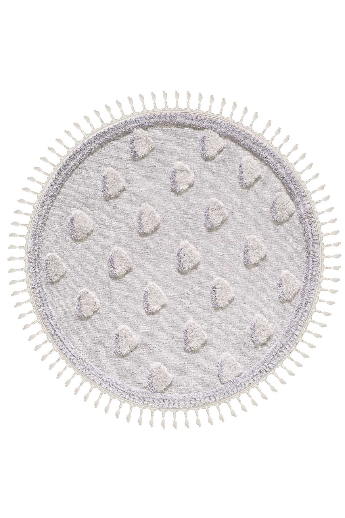 Empera-Kids White Cloud Daire Yuvarlak Çocuk Takma Saçaklı Çocuk Halısı-1-Milagron.com