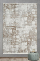 Empera-Pena Papaya Geometrik Desenli Krem Halı-2-Milagron.com