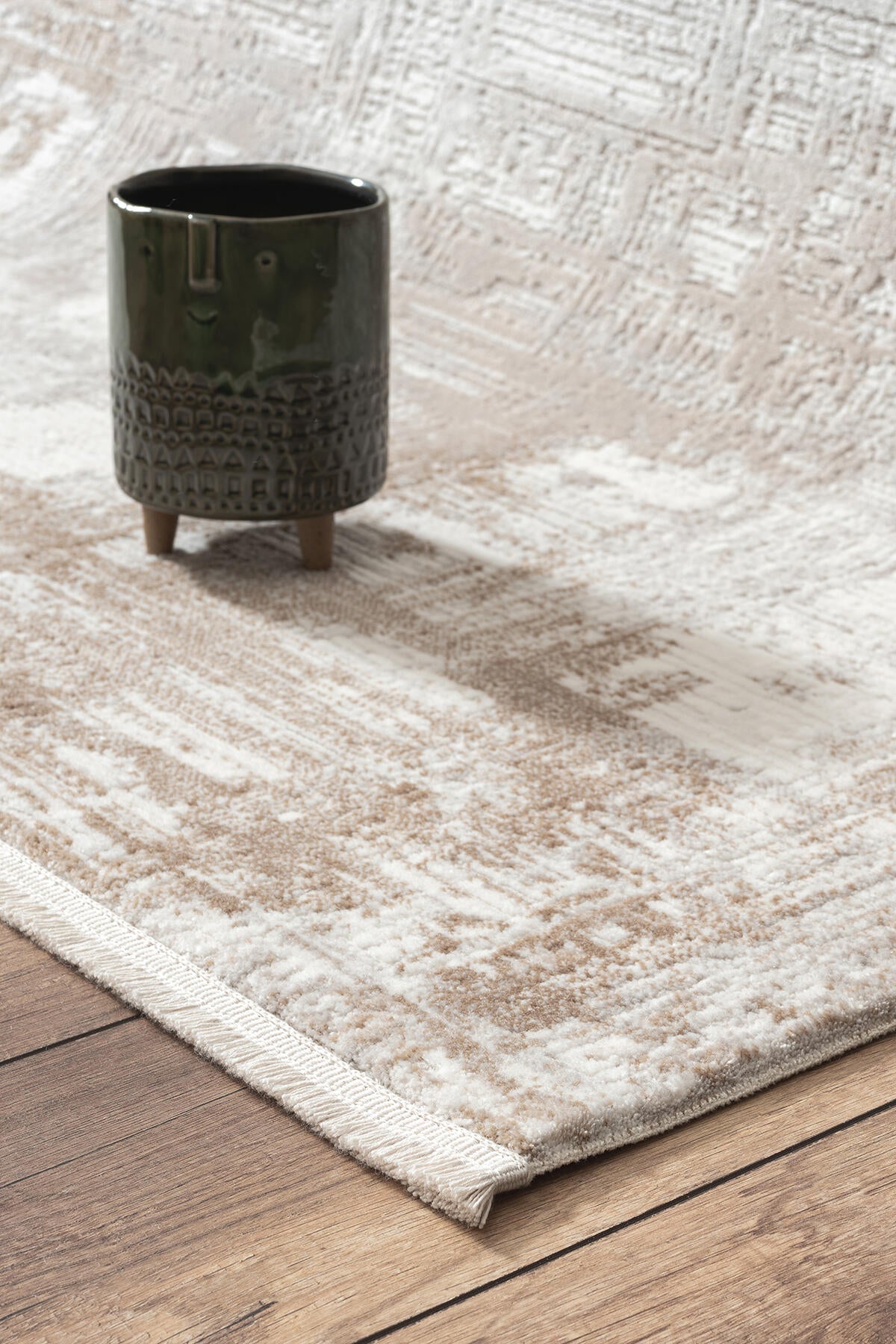 Empera-Pena Papaya Geometrik Desenli Krem Halı-3-Milagron.com