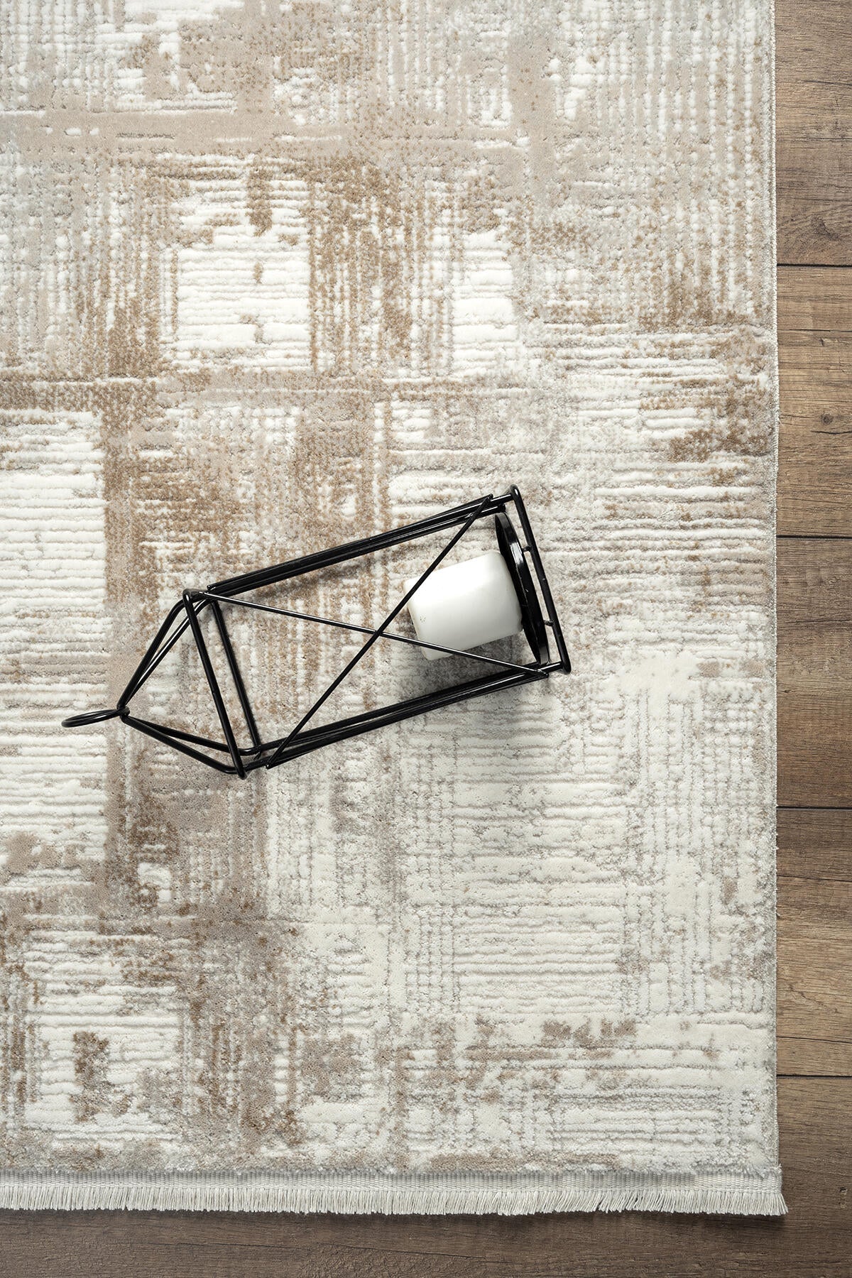 Empera-Pena Papaya Geometrik Desenli Krem Halı-4-Milagron.com