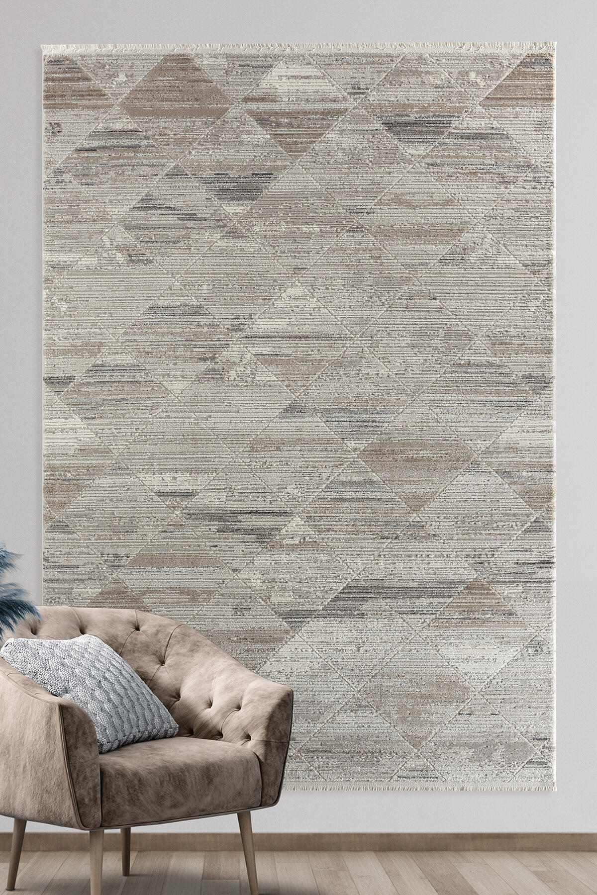 Empera-Pena Valerian Geometrik Desenli Kolay Temizlenebilir Mutfak Halısı-2-Milagron.com